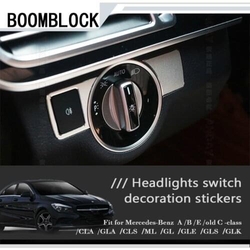 Car Styling Stickers For Mercedes W203 W204 W205 W211 A B C E Class GLE GLK GLA ML GL SLK GLS AMG Headlight Swith Button