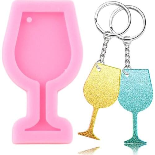 Super Glossy Wine Glass Silicone Keychain Mold Jewelry Making Epoxy Resin Molds DIY Handmade Craft Earrings Polymer Clay Mould