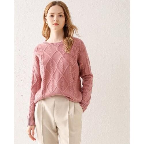 LHZSYY2020 Round Neck Cashmere Sweater Women 100%Pure Wool Autumn Winter LargeSize Twist Blouse Thicken Pullover Knit Base Shirt