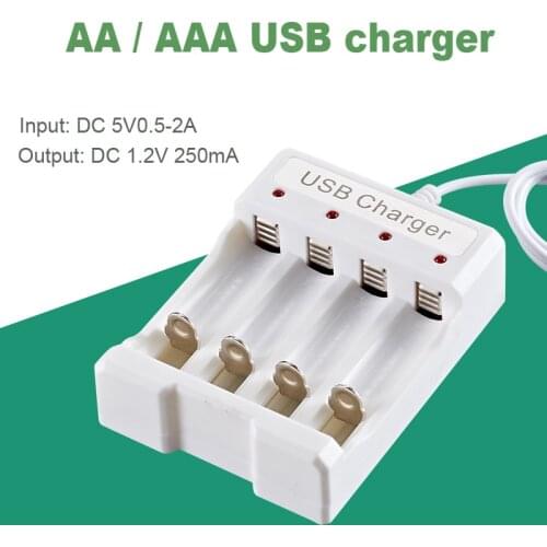 USB Battery Charger Adapter Universal AA/AAA Charger Battery Power Accessory Battery Charger Case Ni-MH Batteries Charging Box