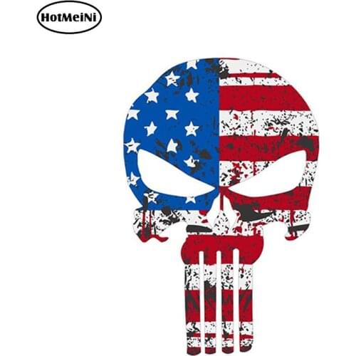 HotMeiNi 13cm x 8.5cm Punisher Skull USA Flag Style Auto Bumper Window Vinyl Sticker Car Styling Waterproof Decal