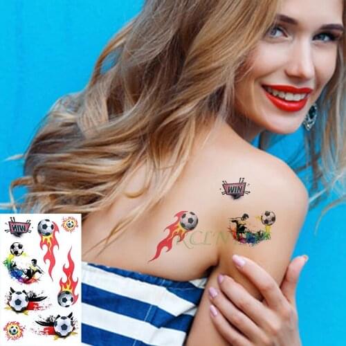 Waterproof Temporary Tattoo Stickers Color Fire Football Fake Tatto Flash Tatoo Tatouage Body Art Foot Arm for Boy Women Kids