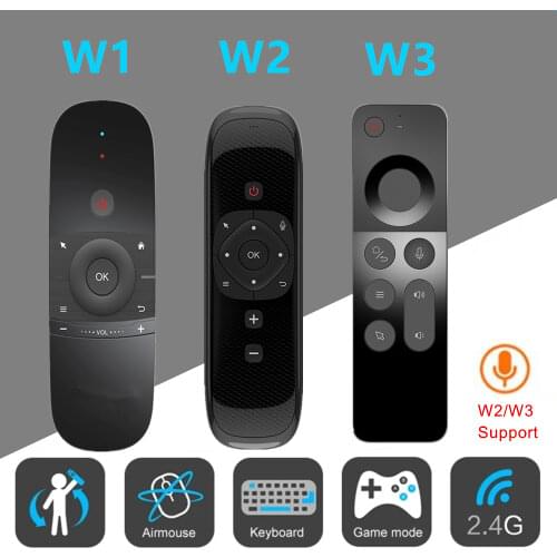 W1/W2 Fly Air Mouse Voice Remote Control Microphone Wireless Mini Keyboard Gyroscope Sensing for Smart Android Tv Box MINI PC