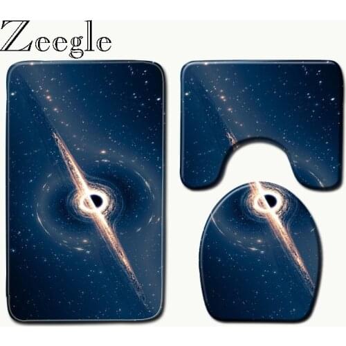 Zeegle 3D Geometric Pattern Shower Mat Washable Bath Mat Microfiber Rug memory Foam Mat Toilet Carpet Toilet Lid Cover Rugs
