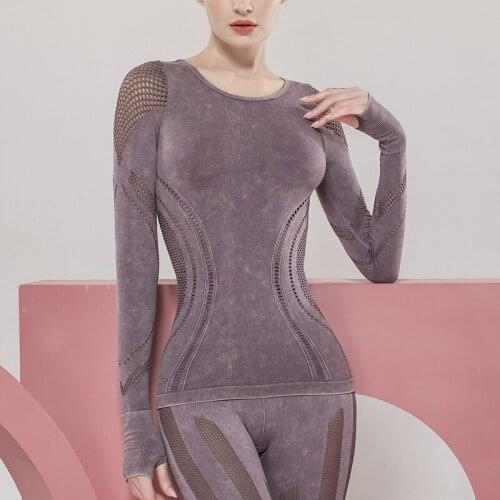 Women Gym Yoga Tops Shirts Long Sleeve Workout Clothes Fitness Running Sport T-Shirts Training Yoga Hollow Out Sexy Sportswear