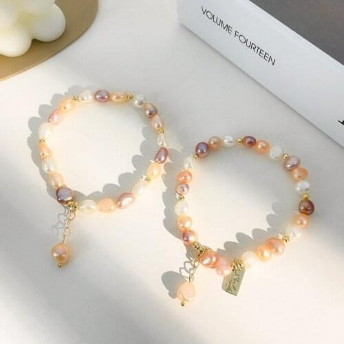 2021 new natural freshwater pearl bracelet elastic girl natural irregular shaped pearl bracelet for women girl present