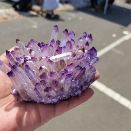 1Pcs 100% Natural Purple Ghost Phantom Quartz Crystal Cluster Rock Stones and Crystals Mineral Reiki Healing Specimen Home deco