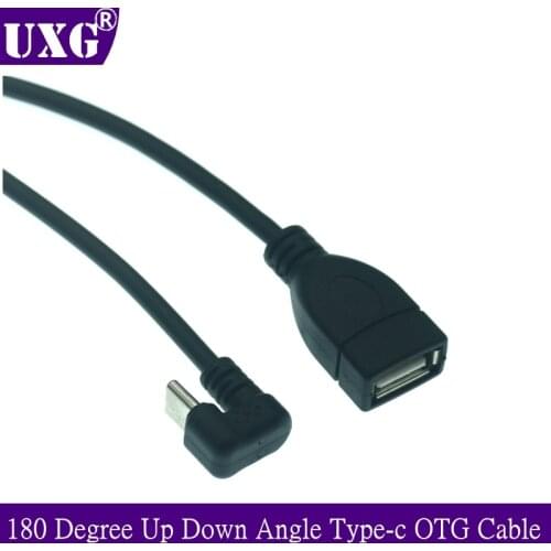 180 Degree Up Down Angle USB 3.1 Type C Male to USB2.0 USB 3.0 5Bbps otg USB-C Data Transmission Converter Cable 25cm