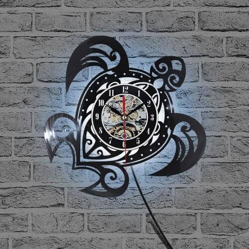 7 Color Led Light Record Vinyl Wall Clock Vintage LED Vinyl Clock Art Silent Unique Decorative Clock 3D Hanging CD Wall Clock