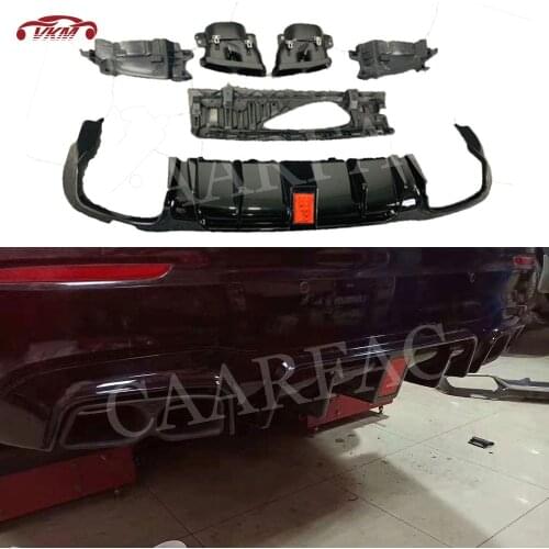 ABS Material Rear Bumper Lip Diffuser with Exhaust Tip 4 Outlet for Mercedes Benz E Class W213 E200 E300 E43 E63 AMG 17-19 Sport