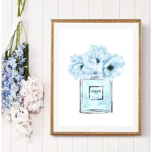 Diamond painting modern fashion art mural blue watercolor peony flower rhinestone mosaic woman makeup wall picture girl room dec