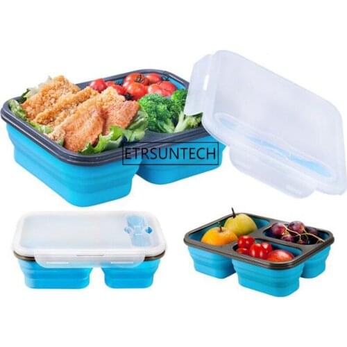 Large Capacity Silicone Collapsible Portable Lunch Box Microwave Oven Bowl Bento Box Folding Food Storage Lunchbox