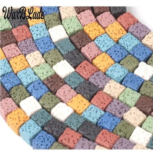 10 Strands 8mm 10mm Natural Lava Beads Square-shape Volcanic Rock Stone Loose Beads For DIY Necklace Bracelets Jewelry Making