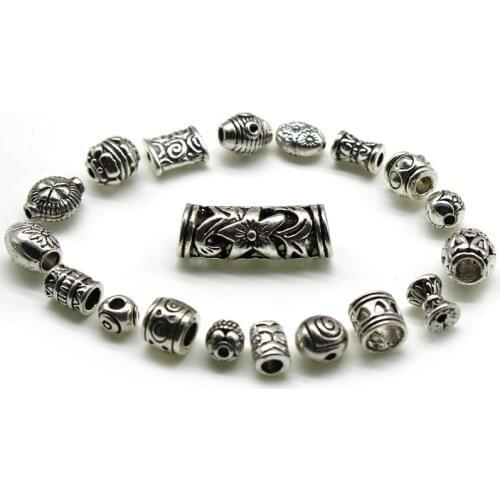 20Pcs/lot Multi Size Tibetan Silver Metal Spacer Beads for Jewelry Making DIY Findings Pendant Charms Beads Bracelet Making