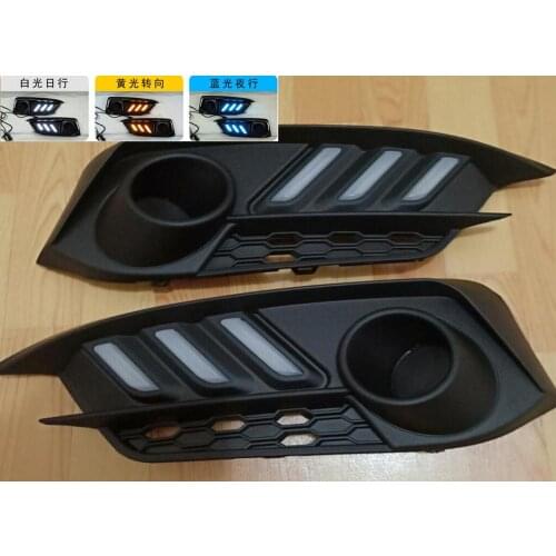 For Honda Civic 2016 2017 2018 12V LED Car DRL Daytime Running Light Driving Daylight fog lamp with Turn Tricolor streamer