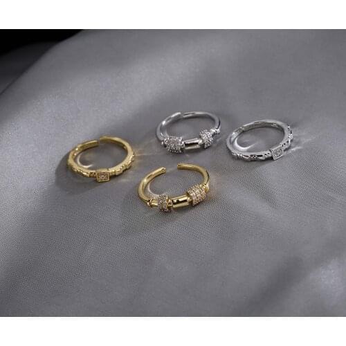 HECHENG,CZ Ring,Simple Square Charm Gold Color Finger Ring,For Women Wedding Engagement Jewelry