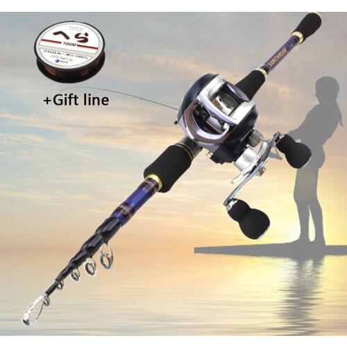 1.8m 2.1m 2.4m 2.7m carbon lure rod Casting Rods and Casting Reels Fishing Set Travel Tackle fishing set Telescopic Fishing Rod