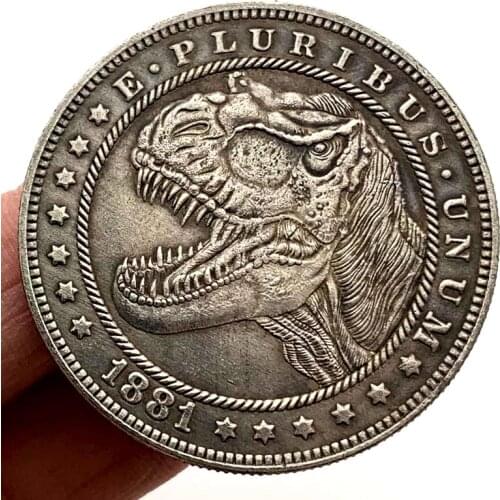 1881 American Tyrannosaurus Dinosaur Commemorative Coin Embossed Collectible Coin Gift Challenge Coin