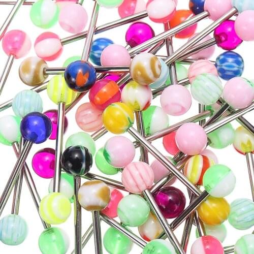 Colorful Tongue Bar Piercing Ring Jewelry Mix Style Stainless Steel Barbell Bar Body Jewelry Piercing Women Trendy Sexy Jewelry