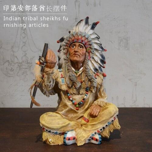CREATIVE RESIN INDIAN TRIBAL CHIEF MODEL HOME ACCESSORIES ORNAMENTS GIFT