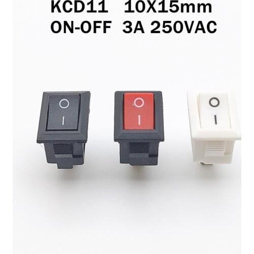 10Pcs Kcd11-101 3A/250V Small Black 10*15Mm Spst 2Pin On/Off G130 Boat Rocker Switch Car Dash Dashboard Truck Rv Atv Home