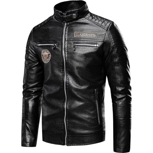 Ucrazy Men 2021 Autumn New Brand Casual Motor Distressed Leather Jacket Coat Men Winter Vintage Outwear Faux Leather Jackets Men