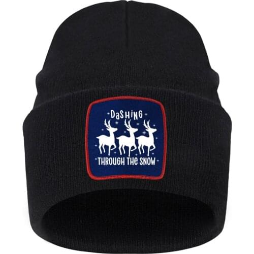 Outdoor Christmas Elk Knitted SkullCap Men Short Thread Beaines Skiing Knit Hat White Black Casual Czapka Zimowa Elastic 2020