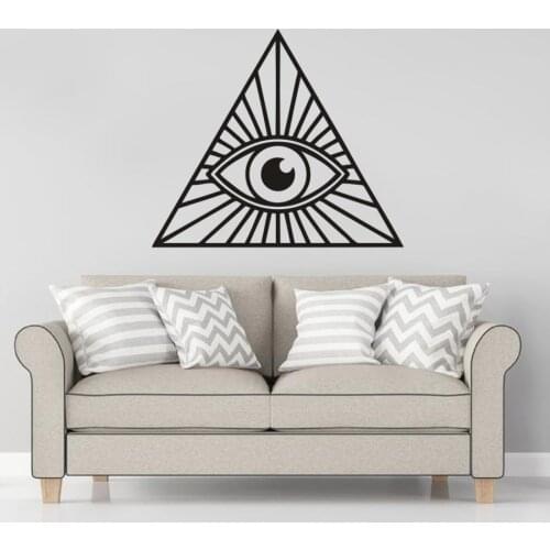 Illuminati Style Wall Decal Home Living Room Decoration All Seeing Eye Vinyl Wall Sticker Pyramid Eye Vinyl Wall Murals AZ743