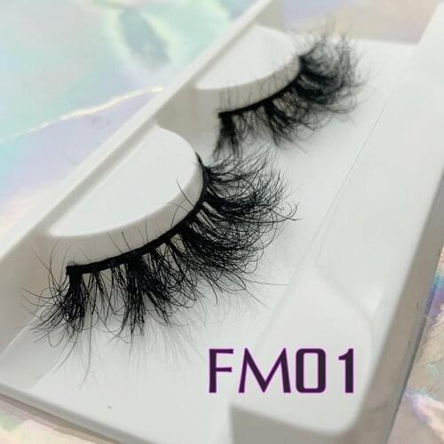 Rainsin FM 1 Pair 18mm Natural Lashes Mink Eyelashes Fluffy Lashes Dramatic Messy Makeup Wholesale False Eyelashes Handmade