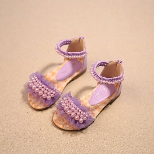 2020 summer new pearl girl sandals lace sandals childrens shoes princess fashion shoes