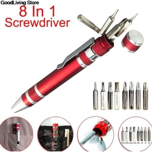 Portable 8 In 1 Repair Hand Tools Kit Multifunction Aluminum Pocket Precision Mini Screwdriver Pen for Cell Phone Hand Tool Set