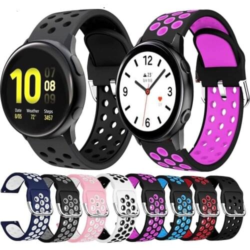 20mm Sport olorful Silicone watchBand For Samsung Galaxy watch active 1 active 2 40mm 44mm Smart watch Replacement Strap