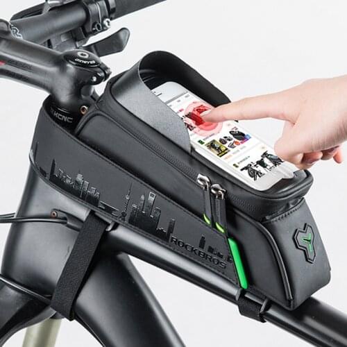 ROCKBROS Bicycle Bag Touch screen Bike Front Tube Phone Bag Waterproof MTB Bike 5.8/6.0/6.2 inch Phone Case Cycling Accessories