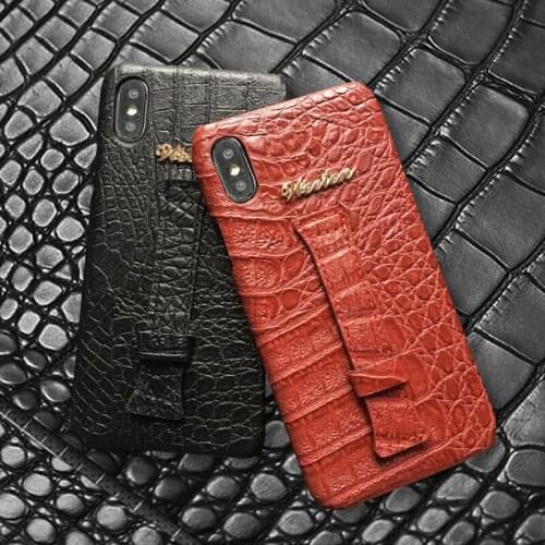 Luxury PU Leather Hand Strap Case For iPhone 11 Pro Max 6s 6 7 8 Plus X XS Max XR Stand Cover Crocodile Skin Pattern Hard Cases
