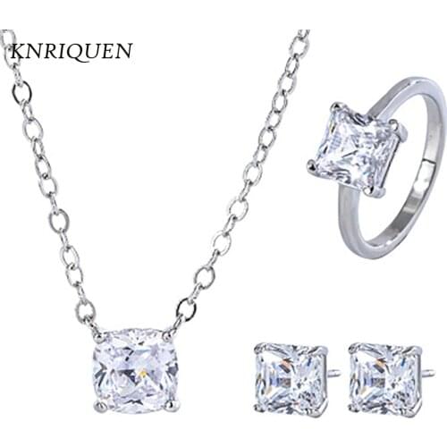 Wedding Jewelry Sets Classical 925 Sterling Silver High Carbon Diamonds Created Moissanite Earrings Ring Necklace for Grilfriend