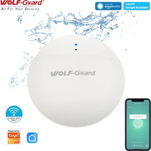 Wolf Guard SR-W04 Smart Wireless Wi-Fi Water Leak Detector with Alarm Notification for Tuya Smartlife App Alexa Google