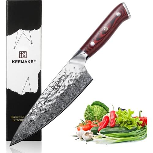 SUNNECKO High Quality 6.5" Chef Knife Hammer Damascus Steel AUS-10 Sharp Blade Kitchen Knives G10 Handle Chefs Cooking Tools
