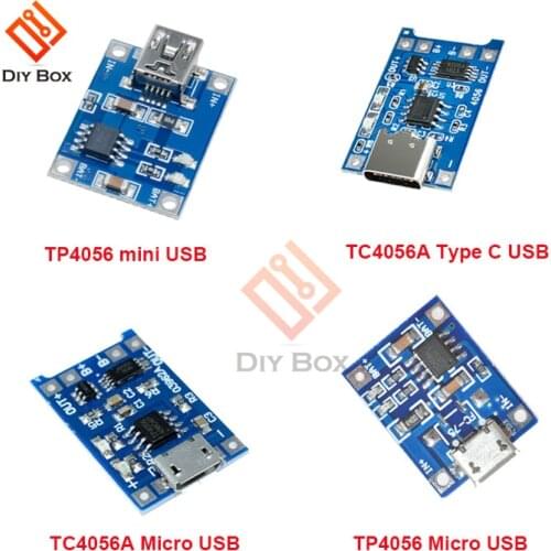 5V 1A Micro USB Type-C 18650 Lithium Li-ion Battery Charging Board TC4056A TP4056 With Protection Functions PCB For Arduino DIY