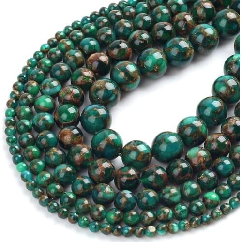Green Cloisonne Round Stone Beads Natural Spacer Beads For Jewelry Making DIY Bracelet Ear Studs Accessories 15''4/6/8/10/12mm