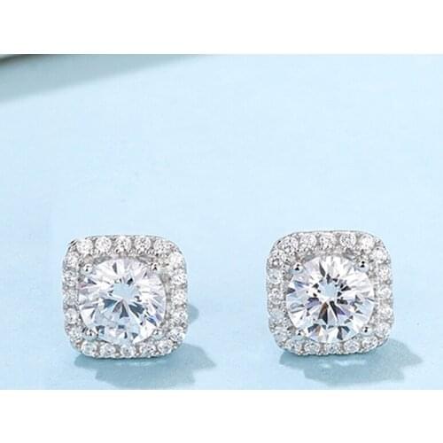 100% 925 Sterling Silver Created 0.5 Carat D Color Moissanite Stud Earrings For Women High-end Sparkling Wedding Fine Jewelry