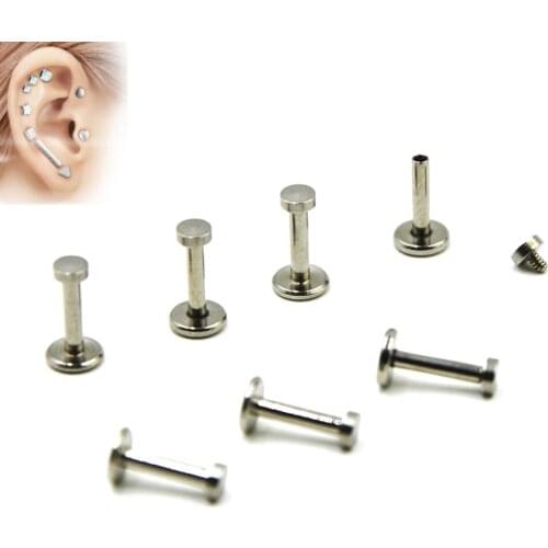 1Pcs Surgial Steel Internally Thread Flat Top Labret Lip Stud Ear Cartilage Helix Studs Piercing Body Jewelry 16g