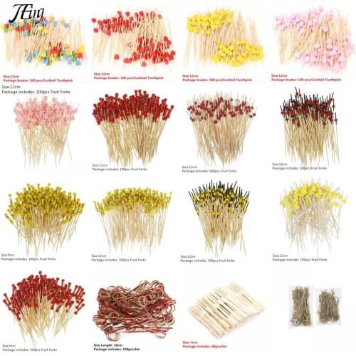 100pc Food Skewers Fruit Toothpick Dessert Cocktail Birthday Wedding Decorative Party Supplies 9/12cm Bamboo Heart Craft
