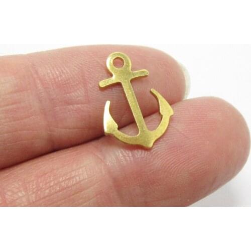 Brass anchor charm 16x11.5x0.8mm Raw brass earrings dangle pendant -20pcs R1185