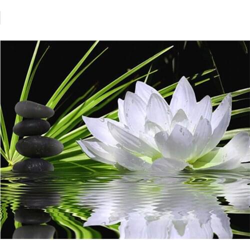 DIY Diamond Embroidery Flowers Diamond Painting Full Square Beaded Embroidery Cross Stitch Lotus Diamonds Mosaic Home Decoration