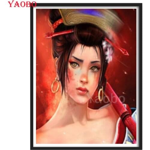 DIY Diamond Embroidery Japanese woman 5D Diamond Mosaic Cross Stitch Crystal Painting Full Square Set Unfinish Decorative