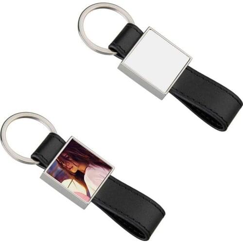 New arrival sublimation strip square pu leather key chain hot transfer printing key ring consumables 15pcs/lot
