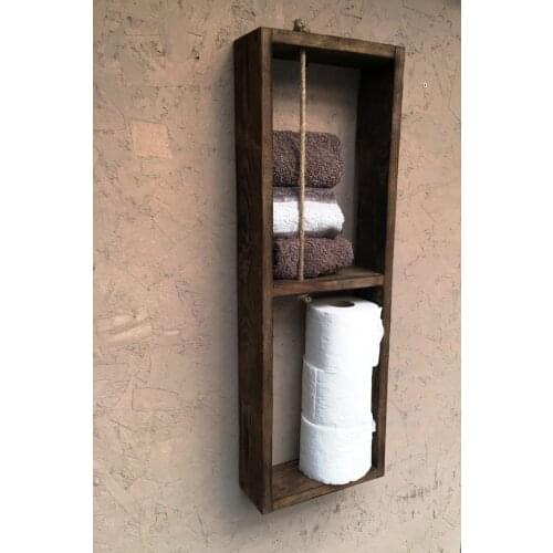 Decorative Design Rope Bathroom Towel Holder Multipurpose Solid Wood Wall Rack