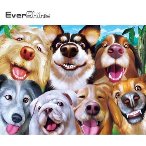 Evershine 5D DIY Diamond Painting Dog Full Drill Square Diamond Mosaic Animal Cross Stitch Set Embroidery Decor For Home