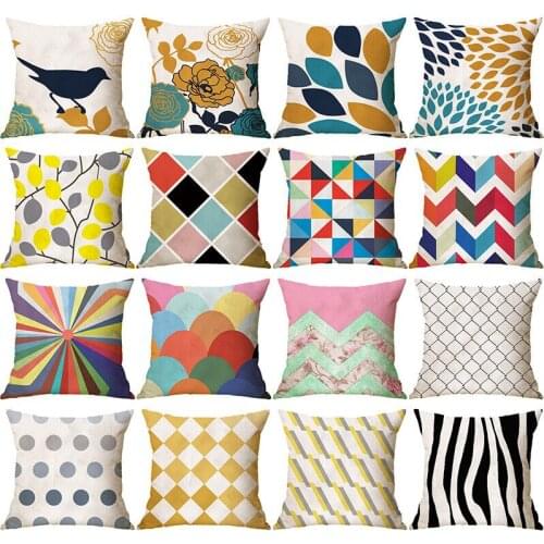 GY0080 Colorful Geometric Cushion Case (No Filling) 1PC Polyester Home Decor Bedroom Decorative Sofa Car Throw Pillows