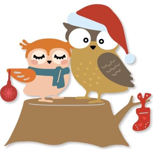 Hemere Two Owls On The Stump Metal Cutting Dies Scrapbooking Photo Album Embossing Paper Decorative Crafts Die Cut 2019 new